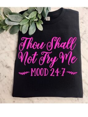 Funny shirt try me humor retro popular trending Pink And Black Short Sleeve